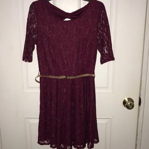Red and gold lace dress